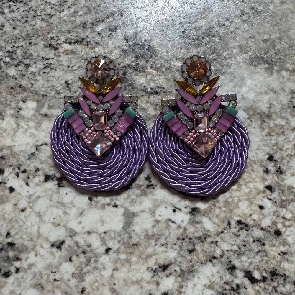 Purple and Pink Statement Earrings